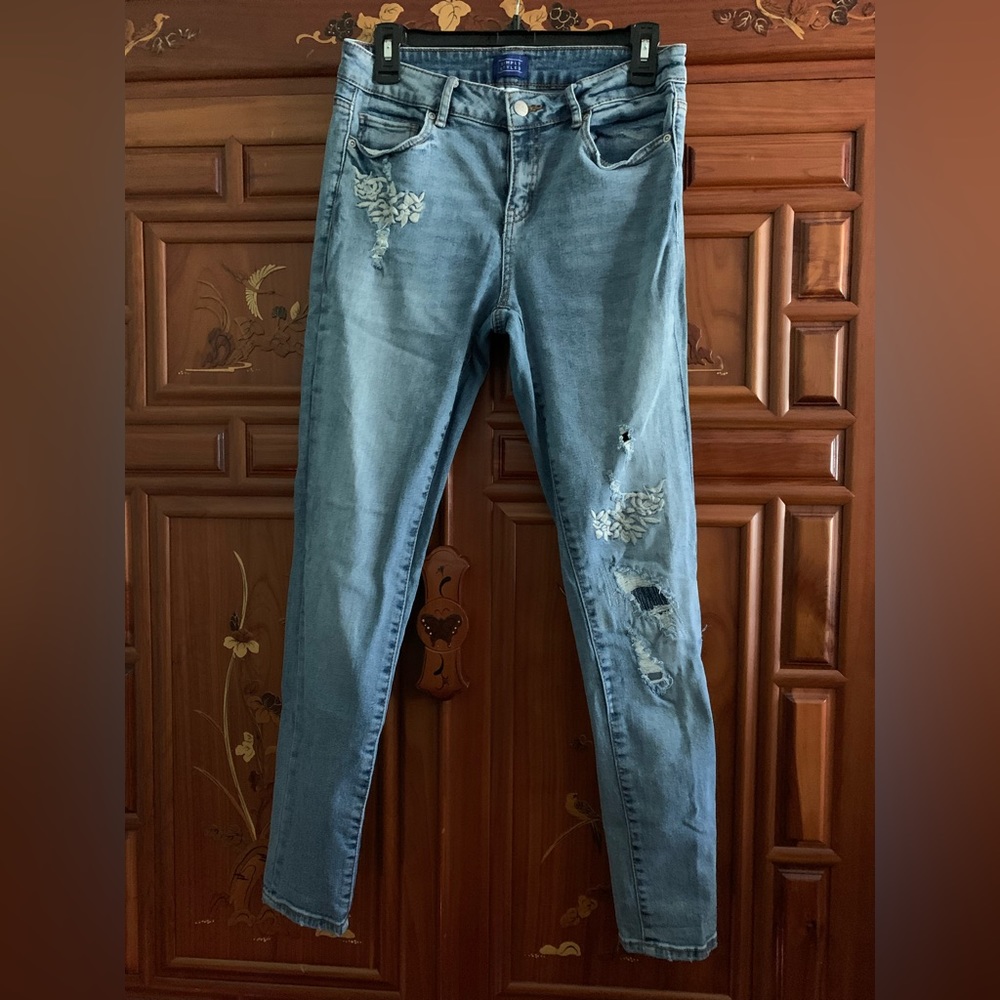 Floral Embroidered / Distressed Simply Styled Jeans